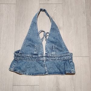 Princess Polly Light Blue Denim Top